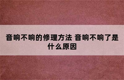 音响不响的修理方法 音响不响了是什么原因